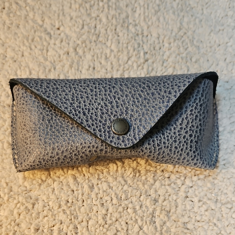 Portland Leather Blue Textured Glasses Case
